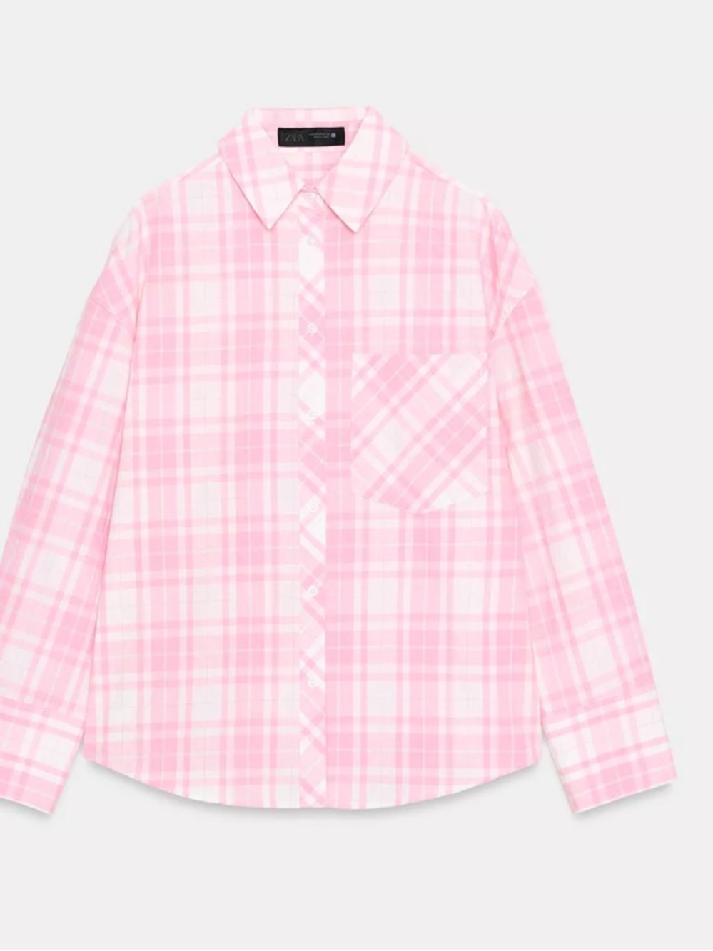 NWT Zara oversized plaid pink and white shirt, size small